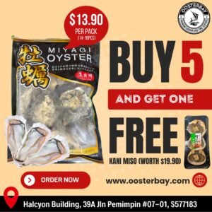 [BUY 5, GET 1 FREE KANI MISO] Miyagi Sashimi Grade Japanese Oysters (1kg)
