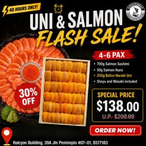 [48 HOUR FLASH SALE] Uni & Salmon Combo Deal (Salmon Feast Sashimi Platter) + Hokkaido Bafun Uni (250g)