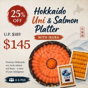 [THIS WEEK FLASH SALE] Uni & Salmon Combo Deal (Salmon Feast Sashimi Platter) + Hokkaido Bafun Uni (250g)