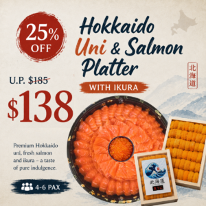 [THIS WEEK FLASH SALE] Uni & Salmon Combo Deal (Salmon Feast Sashimi Platter) + Hokkaido Bafun Uni (250g)