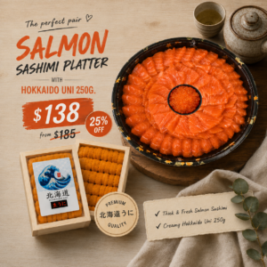 [THIS WEEK FLASH SALE] Uni & Salmon Combo Deal (Salmon Feast Sashimi Platter) + Hokkaido Bafun Uni (250g)