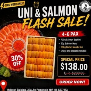 [THIS WEEK FLASH SALE] Uni & Salmon Combo Deal (Salmon Feast Sashimi Platter) + Hokkaido Bafun Uni (250g)
