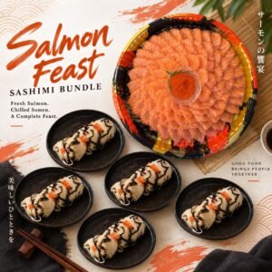 Salmon Feast Sashimi Bundle | Salmon platter + 50g Ikura + Black Truffle Somen x5